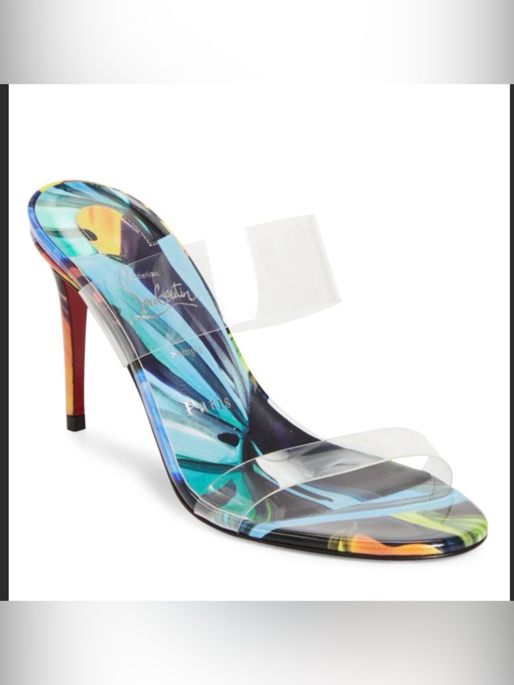 Christian Louboutin just nothing 85mm eco tpu multi color black stiletto Sz 38.5